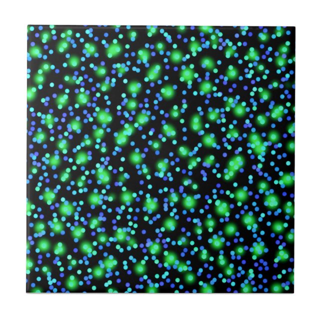 Dark beautiful colours neon glowing bokeh lights ceramic tile (Front)