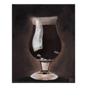 Dark Beer in Tulip Glass Porter Stout Painting Art Poster
