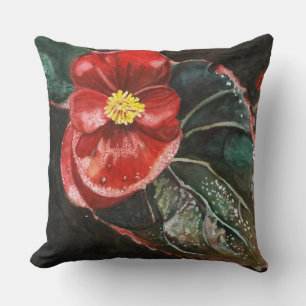 Dark Begonia in Watercolor Cushion