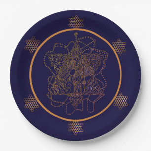 Dark Berry Wine Jewish Star Paper Plates
