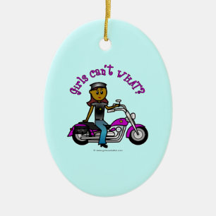 Dark Biker Girl Ceramic Tree Decoration