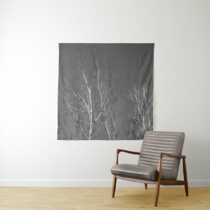 Dark Birch Tree Silhouettes 1 Tapestry