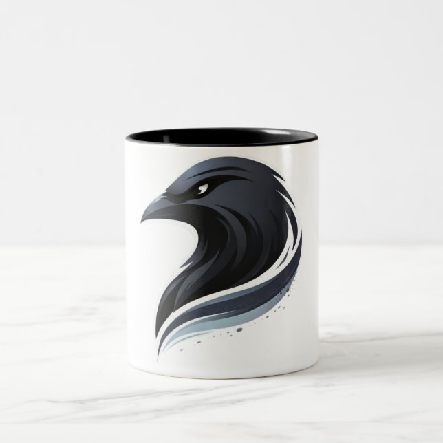Dark Bird Art Two-Tone Coffee Mug (Center)