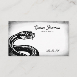 Dark Black and White Snake Tattoo Artist Business Card
