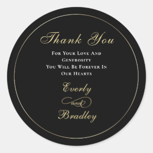 Dark Black Background White Gold Script Classy Classic Round Sticker