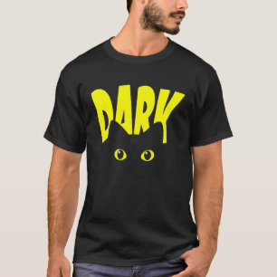 Dark Black Cat with Big Eyes Cool Cat Dad Mum Cat T-Shirt