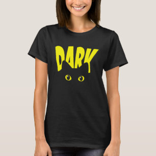 Dark Black Cat with Big Eyes Cool Cat Dad Mum Cat T-Shirt
