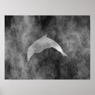 Dark Black Dolphin Poster