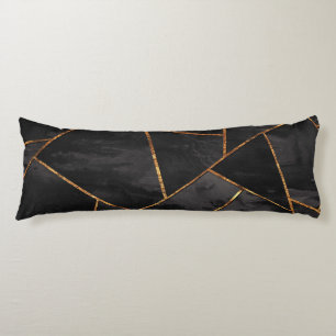 Dark Black Ink Gold Copper Geometric Glam #1 #geo  Body Cushion