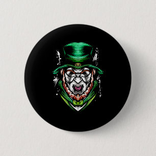 Dark Black Metal Leprechaun On St Patrick s Day 6 Cm Round Badge
