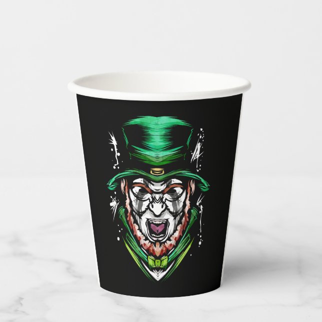Dark Black Metal Leprechaun On St Patrick s Day Paper Cups (Front)