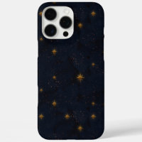 Dark Black Moddy Night Sky Gold Stars