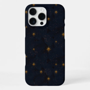 Dark Black Moddy Night Sky Gold Stars iPhone 16 Pro Max Case