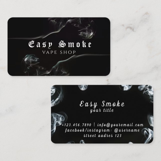 Dark Black Smoke Vape Shop Business Card (Front/Back)