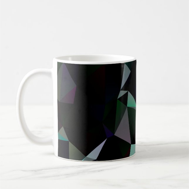 Dark Black triangle mosaic pattern. Geometric illu Coffee Mug (Left)