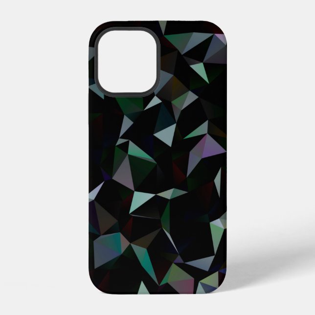 Dark Black triangle mosaic pattern. Geometric illu iPhone Case (Back)