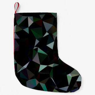 Dark Black triangle mosaic pattern. Geometric illu Small Christmas Stocking
