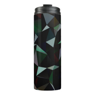 Dark Black triangle mosaic pattern. Geometric illu Thermal Tumbler