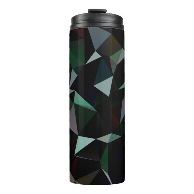 Dark Black triangle mosaic pattern. Geometric illu Thermal Tumbler (Front)