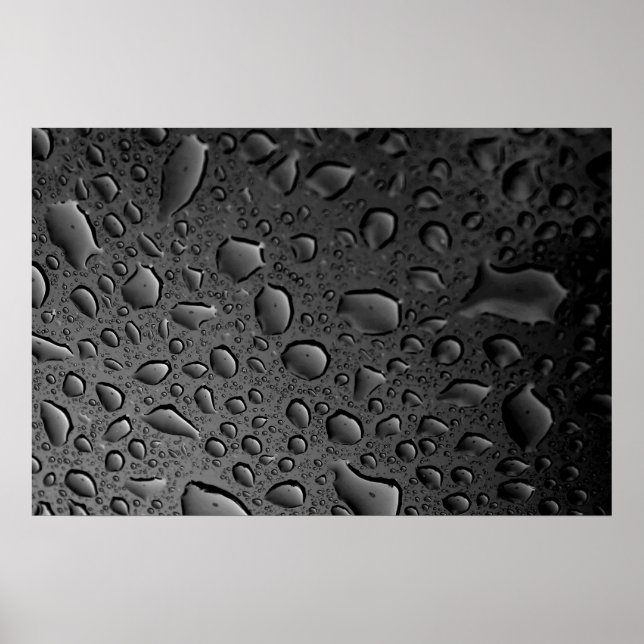 Dark Black Water Droplets Textured Design Poster (Front)
