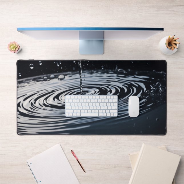 dark black wet water drops reflections desk mat (Office 1)