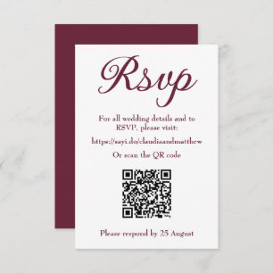 Dark Blood Red Wedding Website RSVP with QR Code