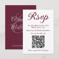 Dark Blood Red Wedding Website RSVP with QR Code