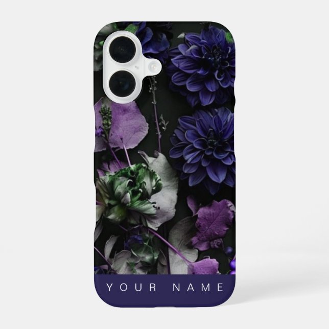 Dark Bloom Blue iPhone 16 Case (Back)