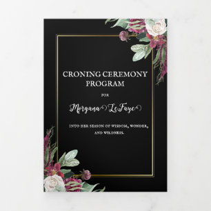 Dark Bloom Croning Ceremony Program Tri-Fold Invitation