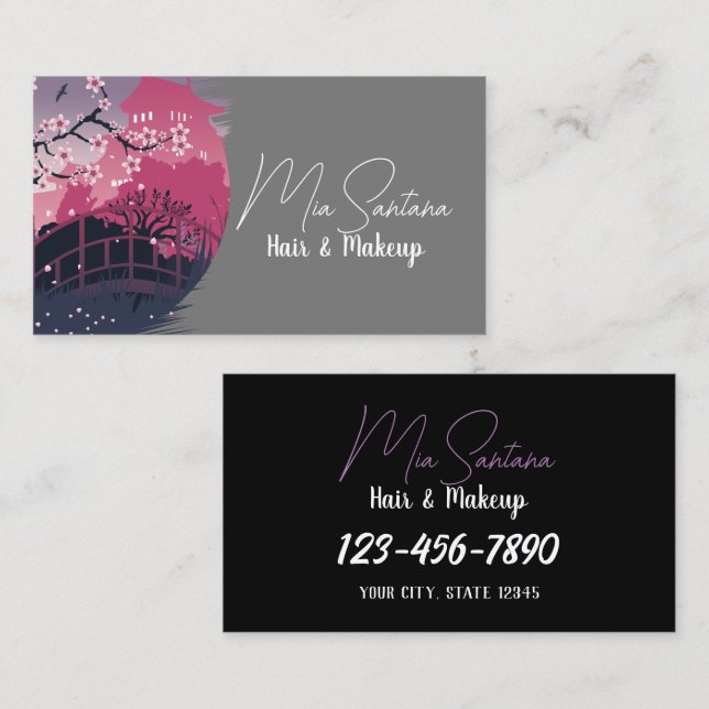 Dark Blossom Hair and Makeup Business Card (Front/Back)