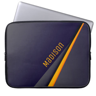 Dark Blue Abstract Background and Customisation Laptop Sleeve