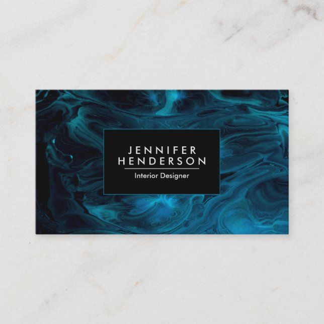 Dark Blue Abstract Business Card (Front)