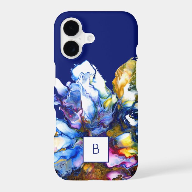 Dark Blue Abstract Fluid Art Monogrammed (Back)