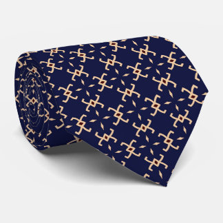 Dark Blue Abstract Geometrical Pattern Necktie