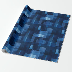 Dark Blue Abstract Paint Wrapping Paper