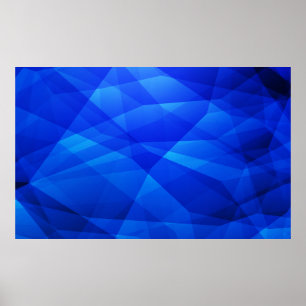 Dark BLUE abstract polygonal. Triangular geometric Poster