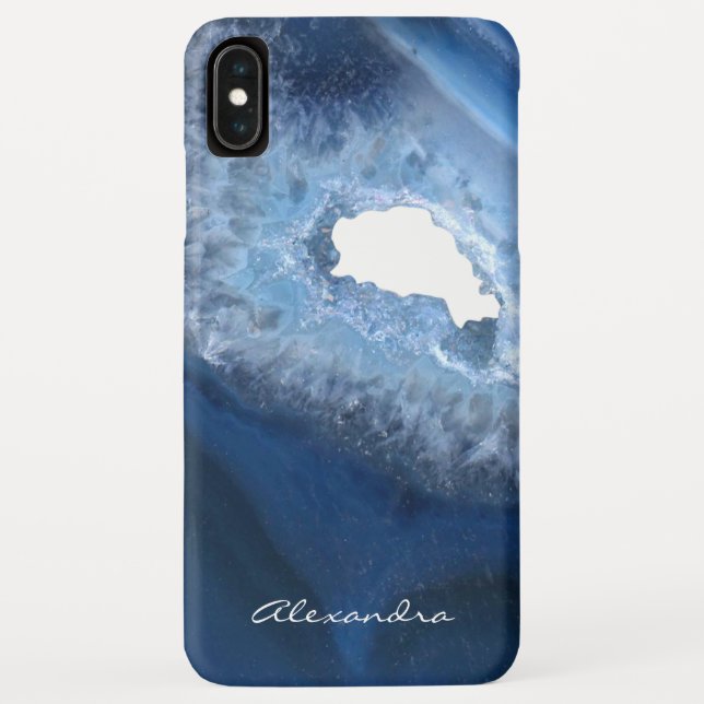 Dark Blue Agate Geode Monogram Case-Mate iPhone Case (Back)