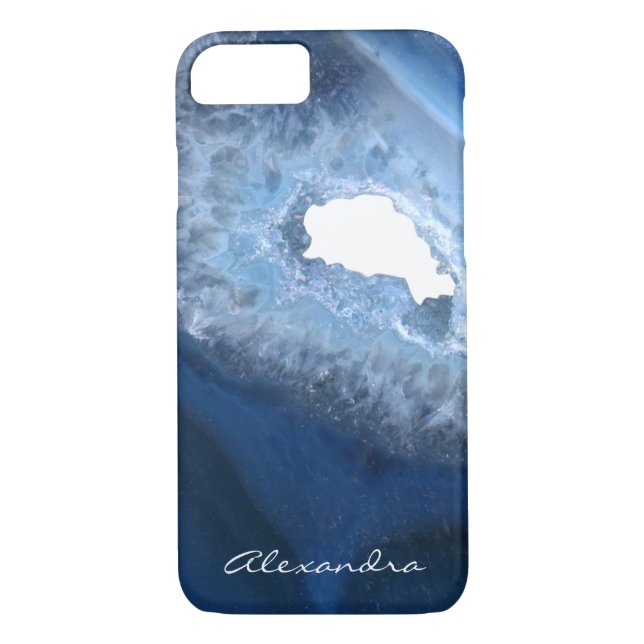 Dark Blue Agate Geode Monogram Case-Mate iPhone Case (Back)