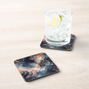 Dark blue alcohol ink coaster