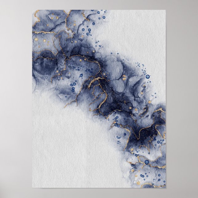 Dark blue alcohol ink poster (Front)