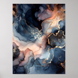 Dark blue alcohol ink  poster