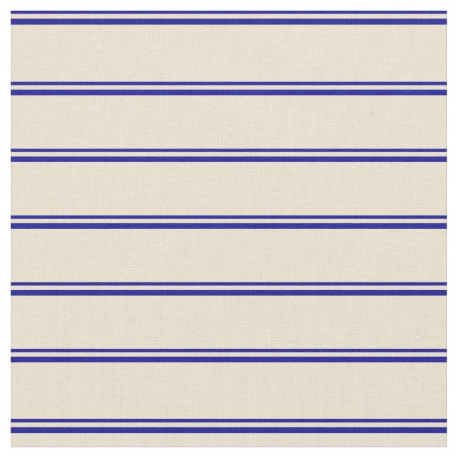 Dark Blue and Beige Coloured Lines Fabric (Close Up)