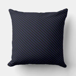 Dark Blue and Black Diagonal Striped Cushion