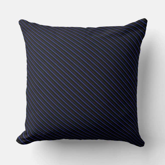 Dark Blue and Black Diagonal Striped Cushion (Front)