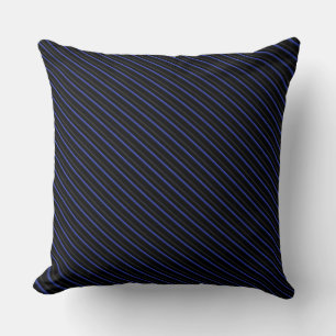 Dark Blue and Black Diagonal Striped Cushion