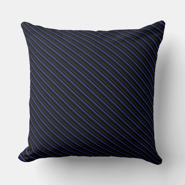 Dark Blue and Black Diagonal Striped Cushion (Front)