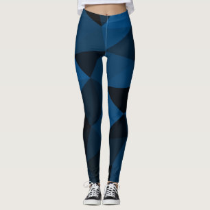 Dark blue and black geometric mesh pattern leggings