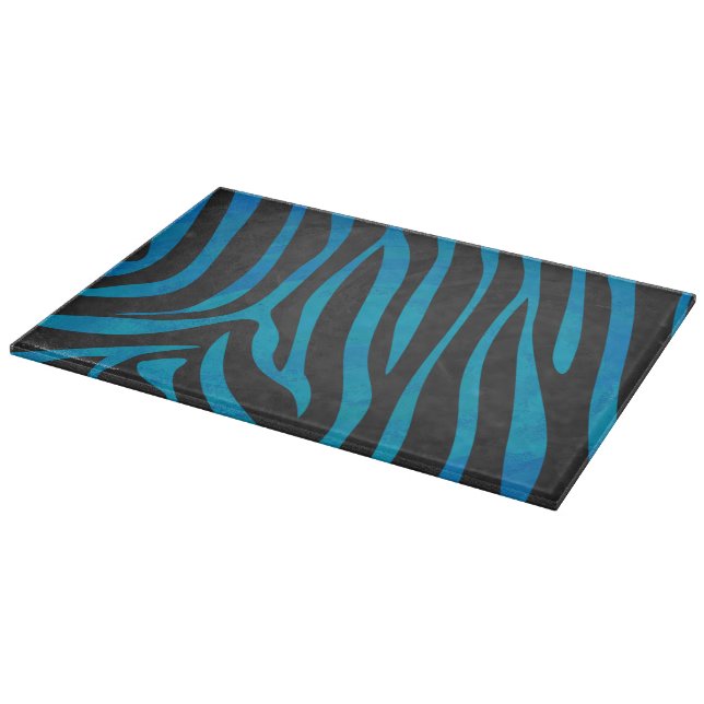 Dark Blue and Black Zebra Print Cutting Board (Corner)