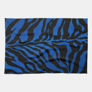 Dark Blue and Black Zebra Striped Hand Towel