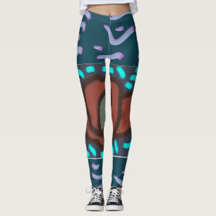Dark blue and brown design moody broody leggings